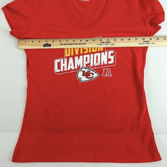 Kansas City Chiefs NFL Team Apparel Womens Sz Large Short Sleeve V-Neck - Picture 8 of 12